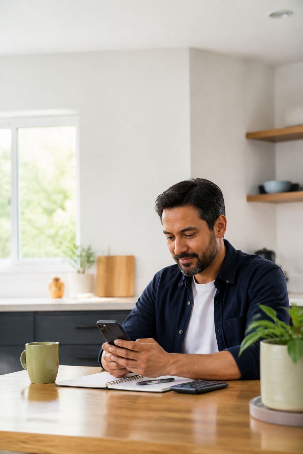 A person reviewing financial information on a smartphone